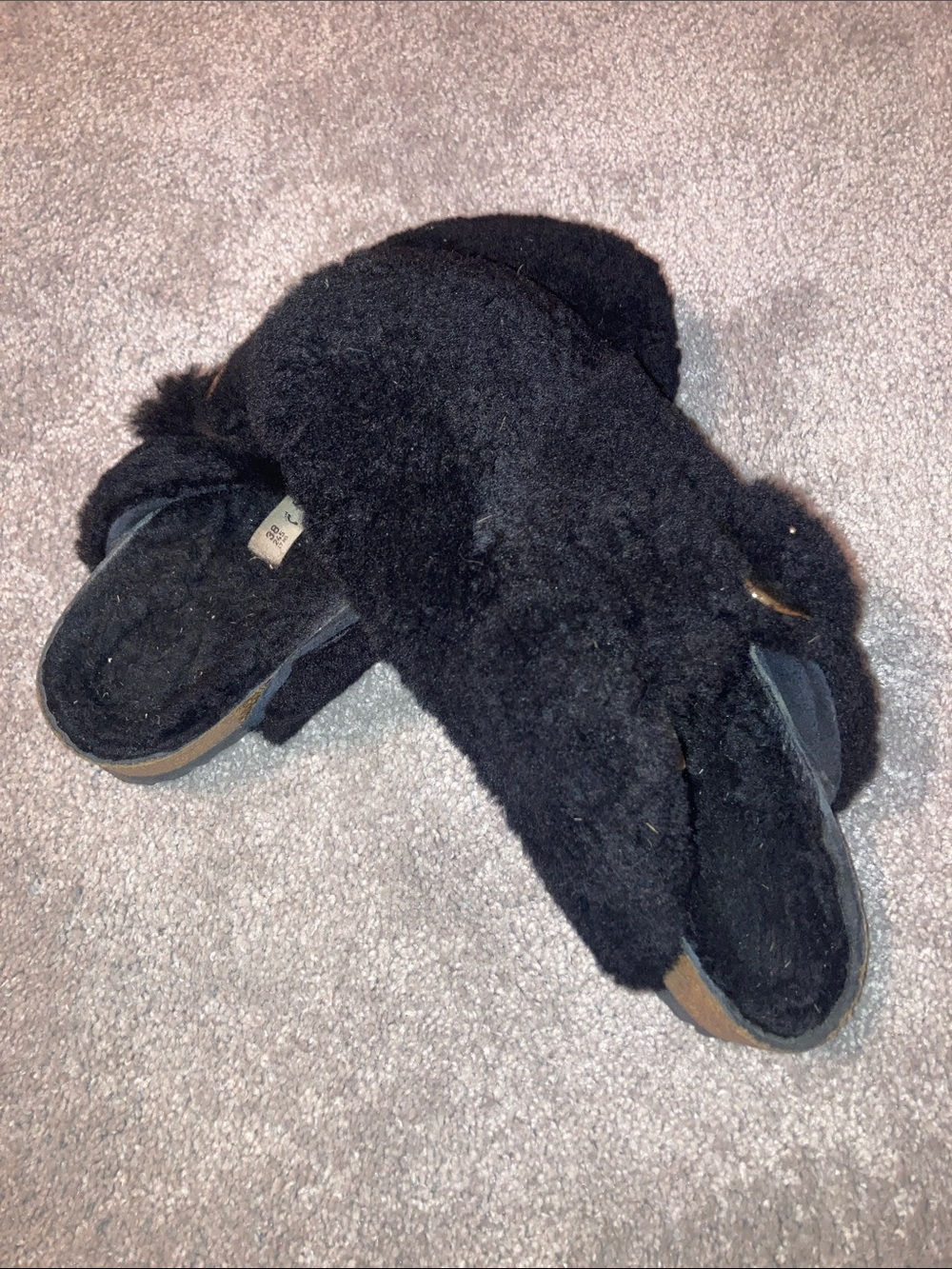 Birkenstock Black Fur Slides